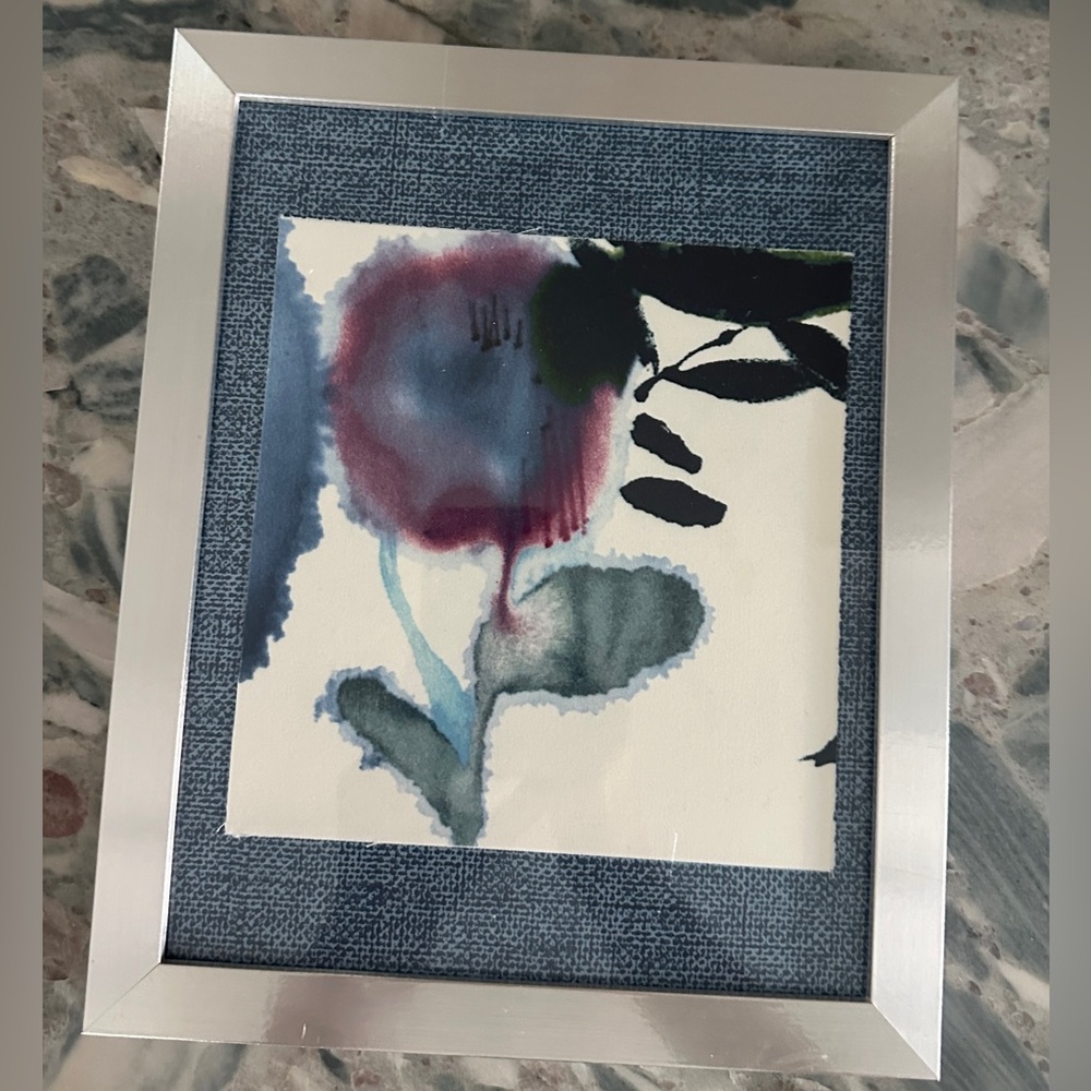 Abstract Mixed Media Floral Art in Silver Frame - One of a Kind - Picture 3 of 4